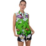 Parrot Hat Cartoon Captain Sleeveless Chiffon Button Shirt