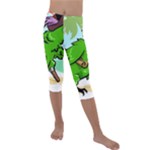 Parrot Hat Cartoon Captain Kids  Lightweight Velour Capri Leggings 