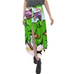 Parrot Hat Cartoon Captain Velour Split Maxi Skirt