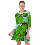Parrot Hat Cartoon Captain Mini Skater Shirt Dress