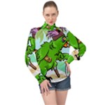 Parrot Hat Cartoon Captain High Neck Long Sleeve Chiffon Top