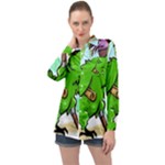 Parrot Hat Cartoon Captain Long Sleeve Satin Shirt