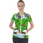 Parrot Hat Cartoon Captain Short Sleeve Zip Up Jacket