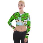 Parrot Hat Cartoon Captain Long Sleeve Cropped Velvet Jacket