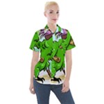 Parrot Hat Cartoon Captain Women s Short Sleeve Pocket Shirt