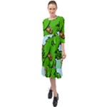 Parrot Hat Cartoon Captain Ruffle End Midi Chiffon Dress