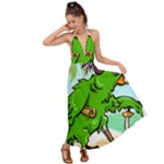 Parrot Hat Cartoon Captain Backless Maxi Beach Dress