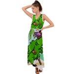 Parrot Hat Cartoon Captain V-Neck Chiffon Maxi Dress