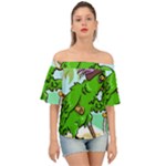 Parrot Hat Cartoon Captain Off Shoulder Short Sleeve Top