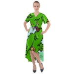 Parrot Hat Cartoon Captain Front Wrap High Low Dress