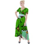 Parrot Hat Cartoon Captain Button Up Short Sleeve Maxi Dress