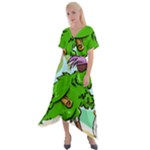 Parrot Hat Cartoon Captain Cross Front Sharkbite Hem Maxi Dress