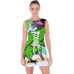 Parrot Hat Cartoon Captain Lace Up Front Bodycon Dress
