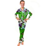 Parrot Hat Cartoon Captain Kids  Satin Long Sleeve Pajamas Set