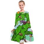 Parrot Hat Cartoon Captain Kids  Midi Sailor Dress