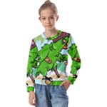 Parrot Hat Cartoon Captain Kids  Long Sleeve T-Shirt with Frill 