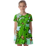 Parrot Hat Cartoon Captain Kids  Short Sleeve Pinafore Style Dress
