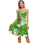 Parrot Hat Cartoon Captain Sleeveless Tie Front Chiffon Dress