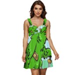 Parrot Hat Cartoon Captain Ruffle Strap Babydoll Chiffon Dress