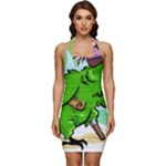 Parrot Hat Cartoon Captain Sleeveless Wide Square Neckline Ruched Bodycon Dress