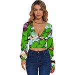 Parrot Hat Cartoon Captain Long Sleeve Deep-V Velour Top