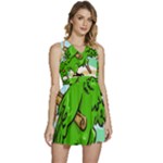 Parrot Hat Cartoon Captain Sleeveless High Waist Mini Dress