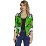 Parrot Hat Cartoon Captain Women s One-Button 3/4 Sleeve Short Jacket