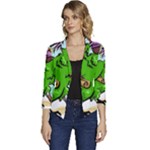 Parrot Hat Cartoon Captain Women s Casual 3/4 Sleeve Spring Jacket