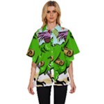 Parrot Hat Cartoon Captain Women s Batwing Button Up Shirt