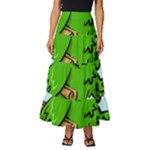 Parrot Hat Cartoon Captain Tiered Ruffle Maxi Skirt