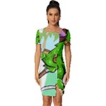 Parrot Hat Cartoon Captain Fitted Knot Split End Bodycon Dress