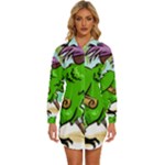 Parrot Hat Cartoon Captain Womens Long Sleeve Shirt Dress