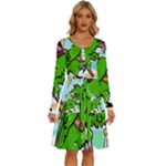 Parrot Hat Cartoon Captain Long Sleeve Dress With Pocket