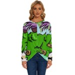 Parrot Hat Cartoon Captain Long Sleeve Crew Neck Pullover Top