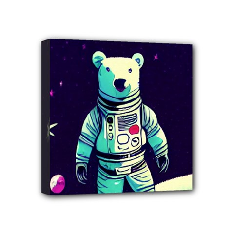 Bear Astronaut Futuristic Mini Canvas 4  x 4  (Stretched) from ArtsNow.com