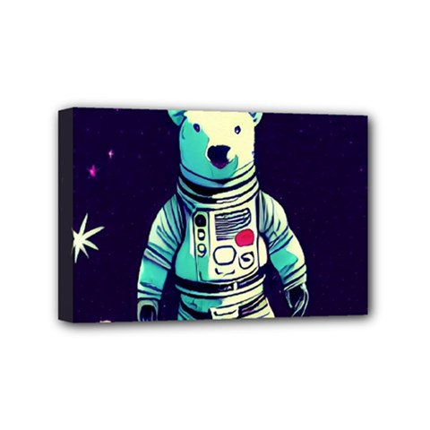 Bear Astronaut Futuristic Mini Canvas 6  x 4  (Stretched) from ArtsNow.com