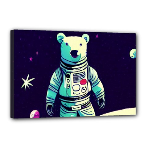 Bear Astronaut Futuristic Canvas 18  x 12  (Stretched) from ArtsNow.com