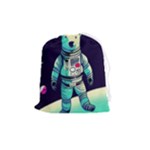Bear Astronaut Futuristic Drawstring Pouch (Medium)