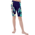 Bear Astronaut Futuristic Kids  Mid Length Swim Shorts