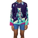 Bear Astronaut Futuristic Kids  Long Sleeve Swimwear