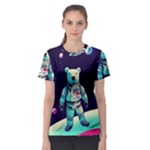 Bear Astronaut Futuristic Women s Sport Mesh T-Shirt