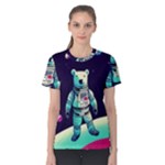 Bear Astronaut Futuristic Women s Cotton T-Shirt