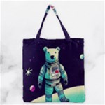 Bear Astronaut Futuristic Grocery Tote Bag