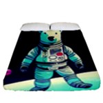 Bear Astronaut Futuristic Fitted Sheet (Queen Size)