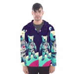 Bear Astronaut Futuristic Men s Hooded Windbreaker