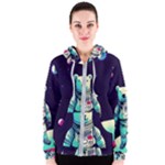 Bear Astronaut Futuristic Women s Zipper Hoodie