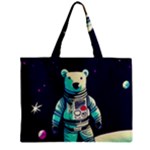 Bear Astronaut Futuristic Zipper Mini Tote Bag