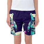 Bear Astronaut Futuristic Women s Basketball Shorts