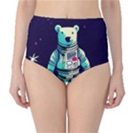 Bear Astronaut Futuristic Classic High-Waist Bikini Bottoms