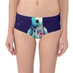 Bear Astronaut Futuristic Mid-Waist Bikini Bottoms